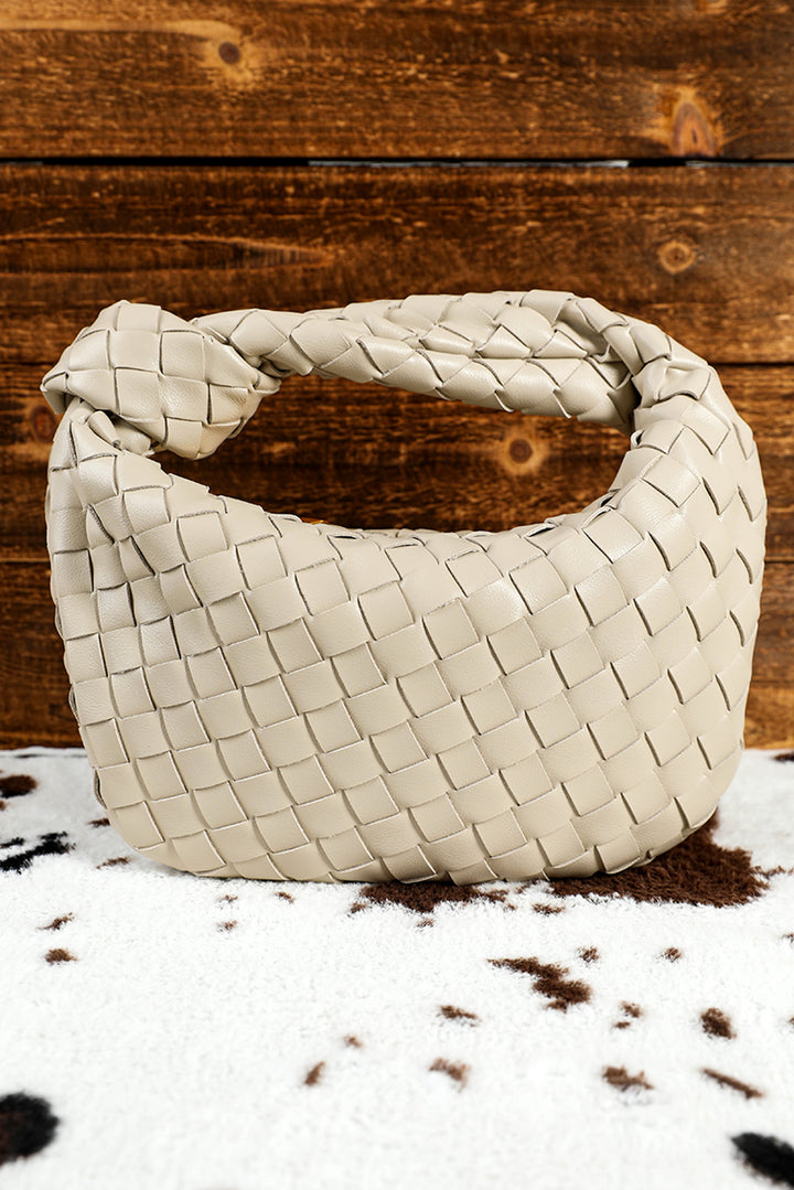 Sac à main en cuir PU tressé avec fermeture éclair