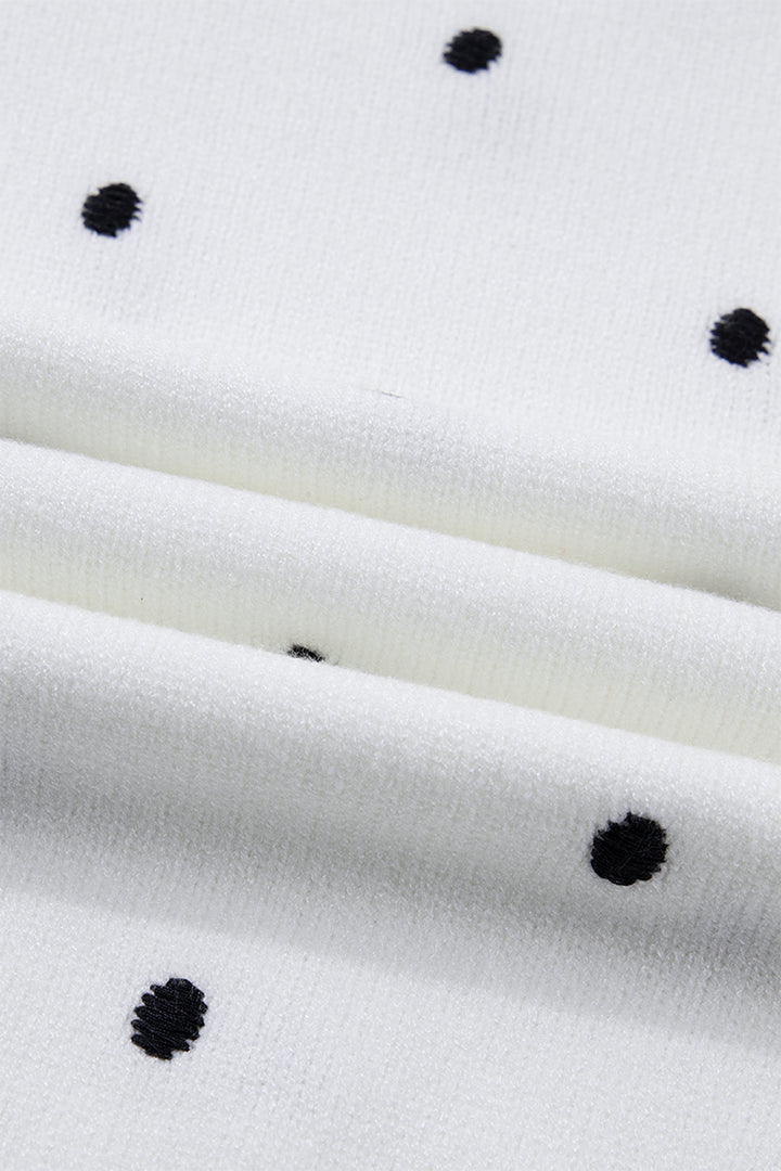 Elegant Polka Dot Bubble Short Sleeve Sweater