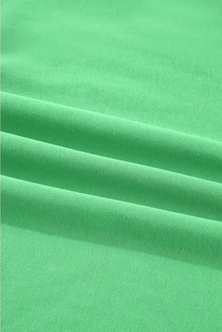 Bright Green Drop Shoulder Puff Sleeve Crop Pullover Drawstring Wide Leg Pants Set