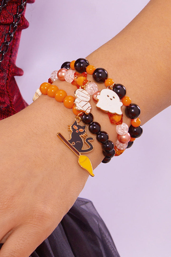 Lot de 3 bracelets élastiques à pendentif Halloween
