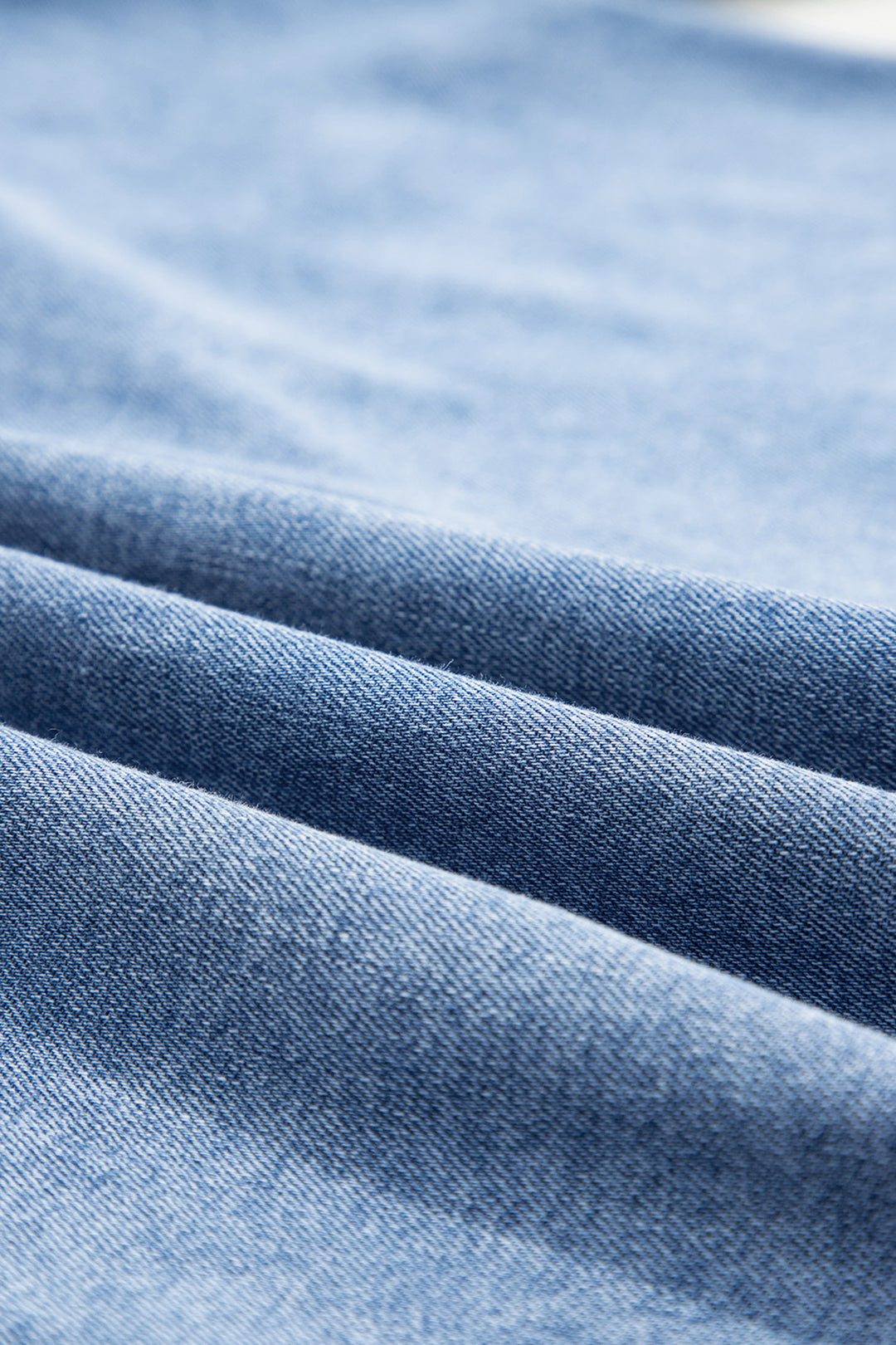 Blue Puff Half Sleeve Collared Denim Shirt