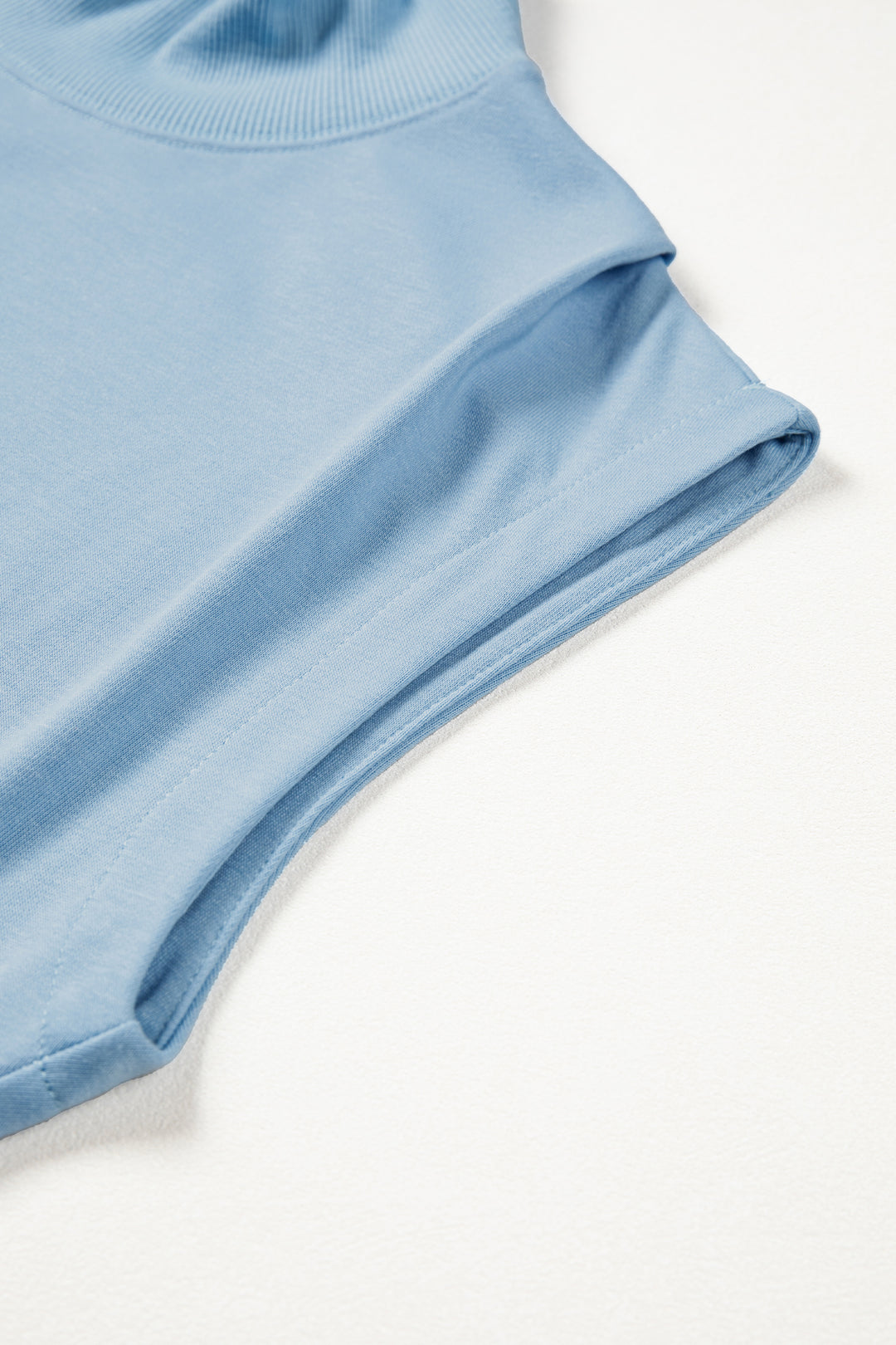 Myosotis Solid Color High Neck Cap Sleeve Loose Top