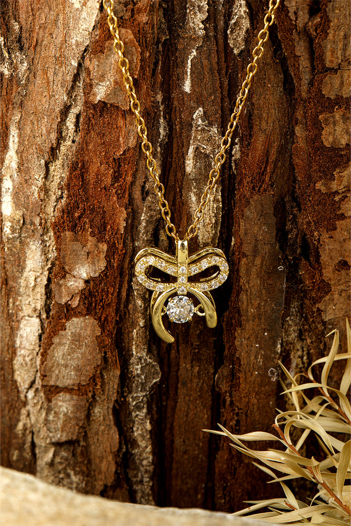 Collier en alliage plaqué avec pendentif nœud papillon en strass