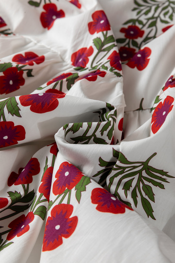 Floral Short Bubble Sleeve Tiered Maxi Dress