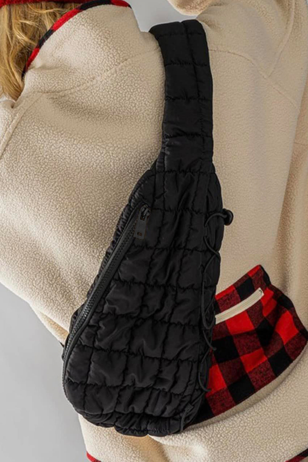 Marshmallow Quilted Drawstring Decor Sling Bag