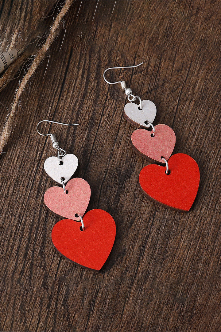 Boucles d'oreilles pendantes à plusieurs niveaux en forme de cœur pour la Saint-Valentin