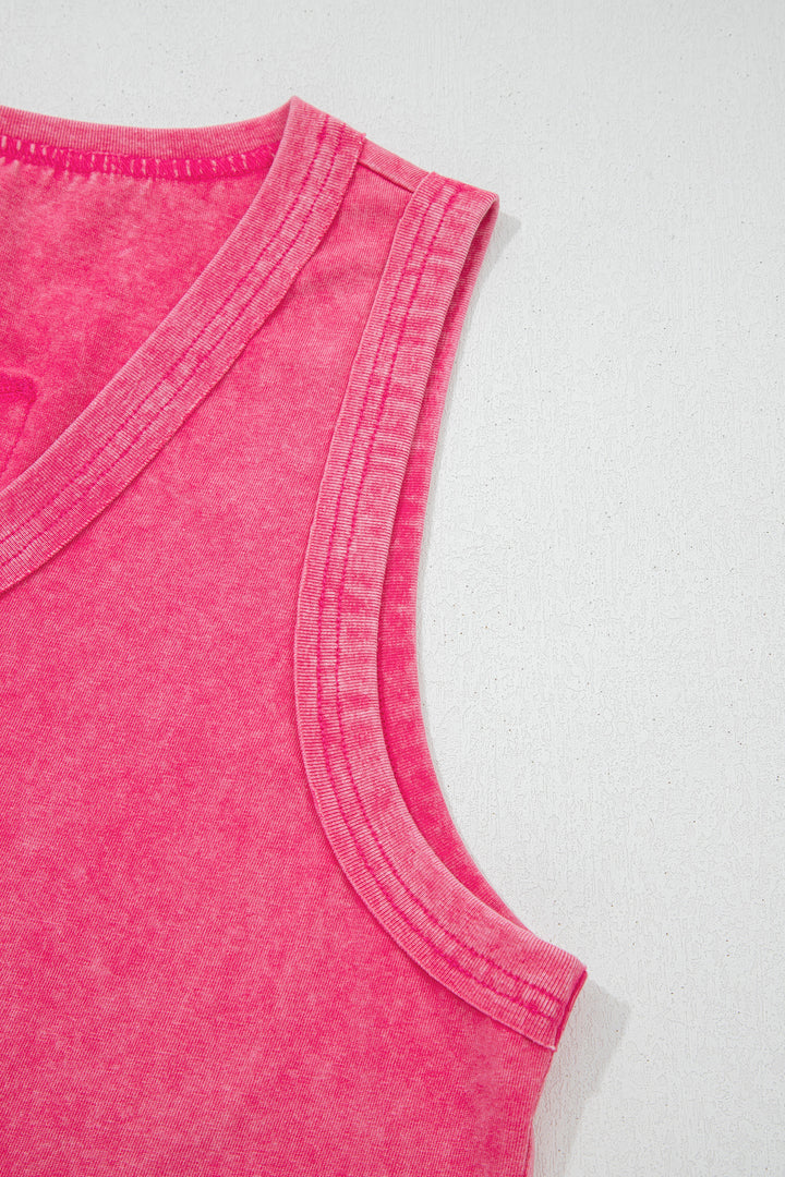 Mineral Wash V Neck Tank Top