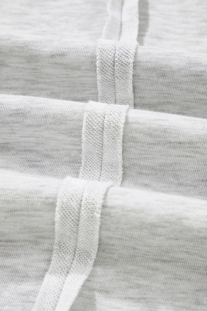 Light Grey Faded Varsity Print Loose Pullover Top