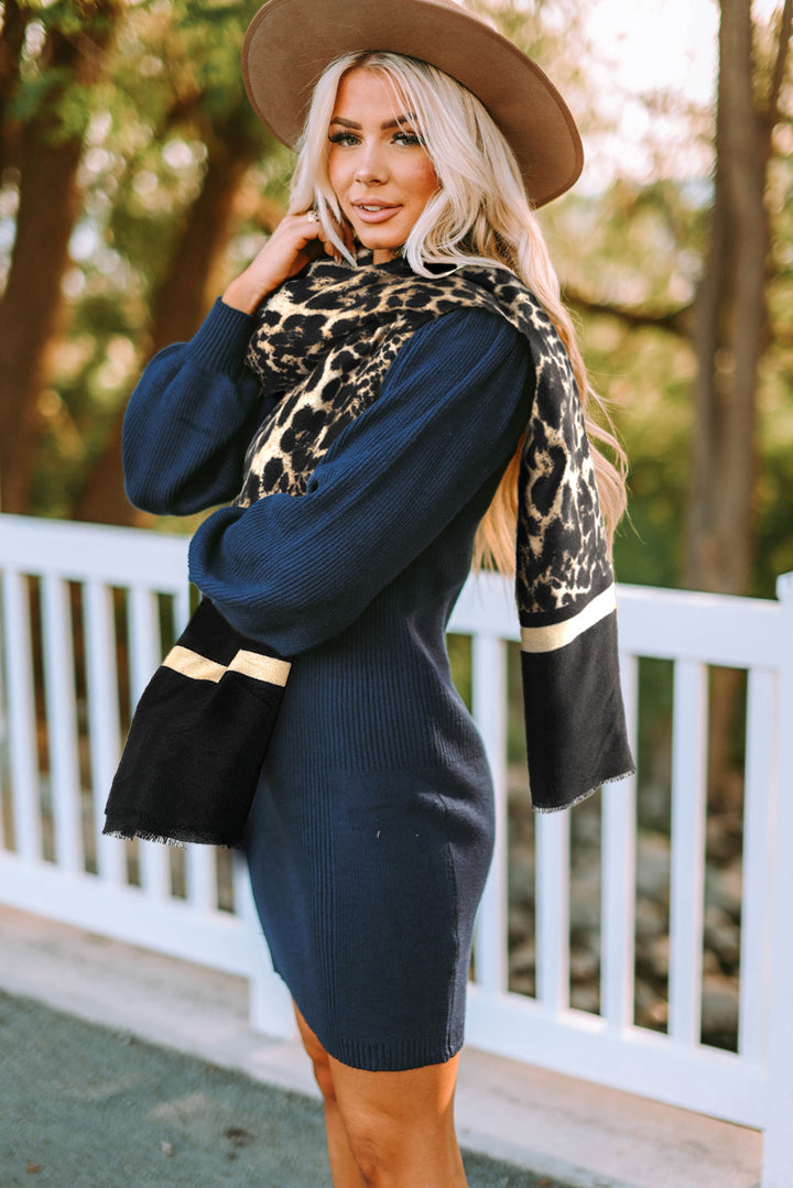 Écharpe chaude à bords bruts et imprimé léopard