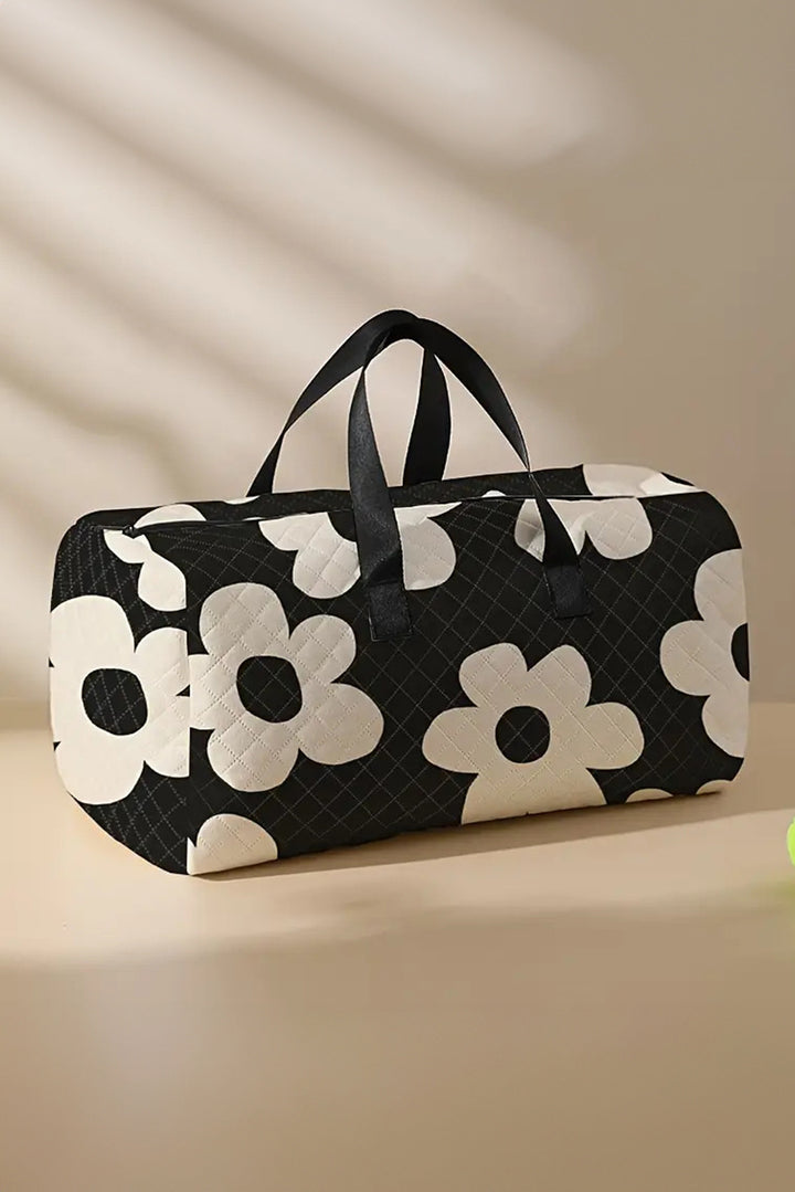 Flower Print Quilted Large Duffel Bag
