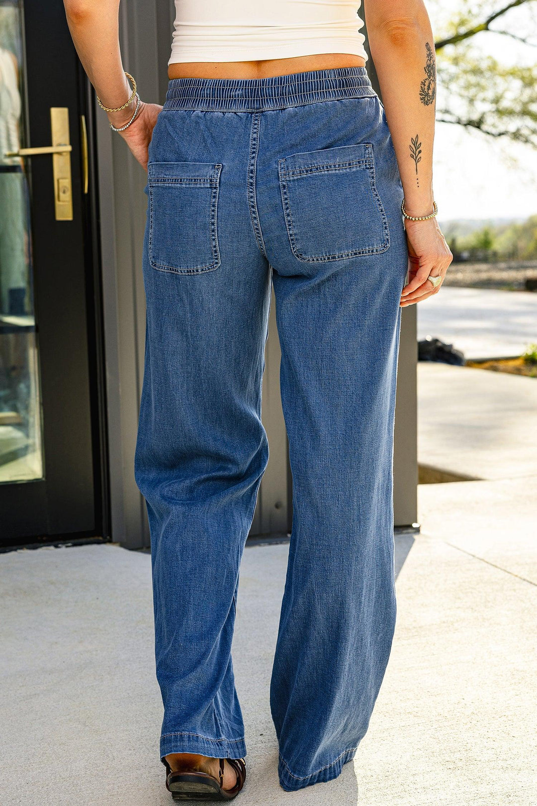 Ashleigh Blue Drawstring Waist Wide Leg Jeans