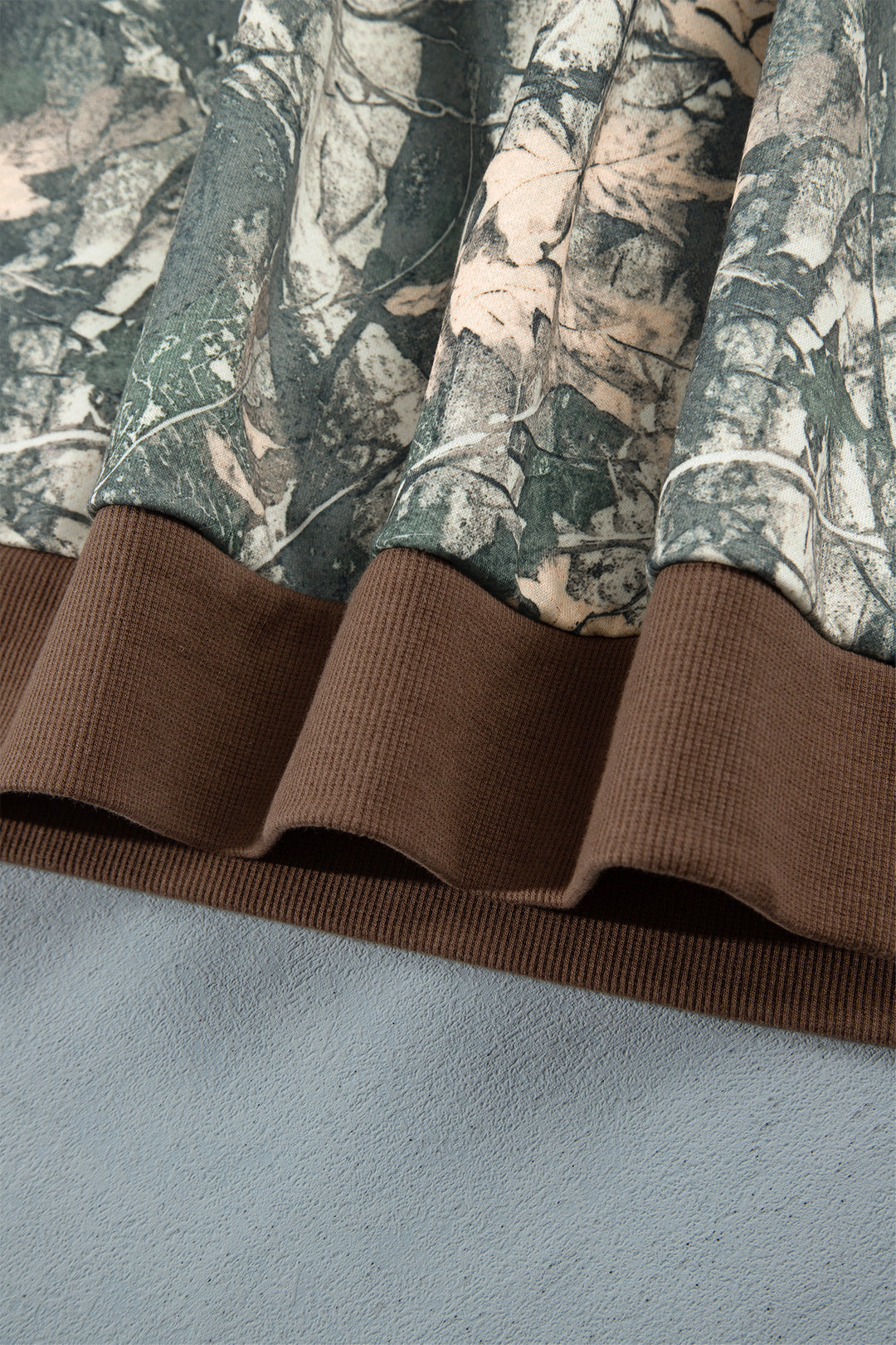 Brown Jungle Camouflage Print Long Sleeve Top Plus Size Pant Set