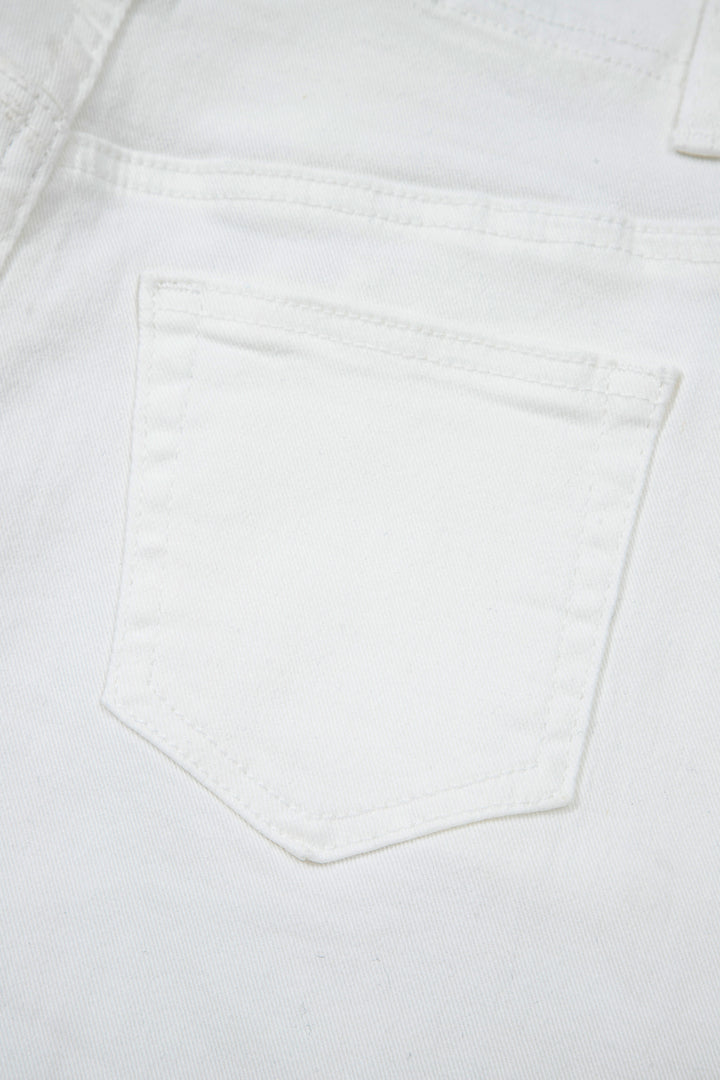 White Raw Hem Ankle-length Loose Jeans