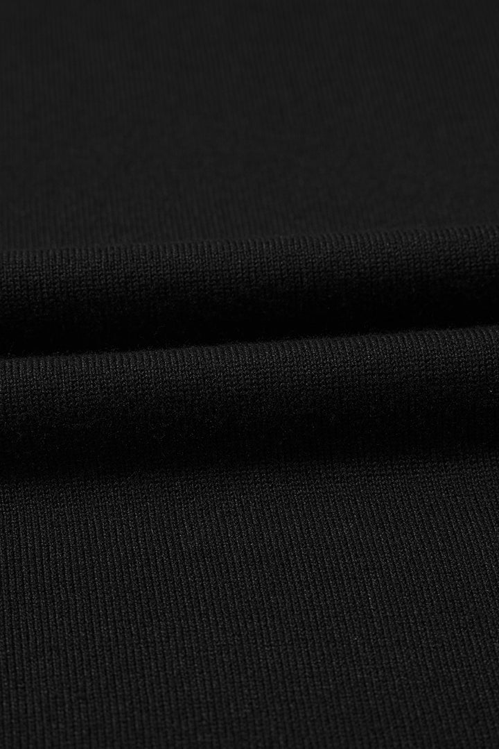 Black Contrast Striped Trim Round Neck Half Sleeve Sweater