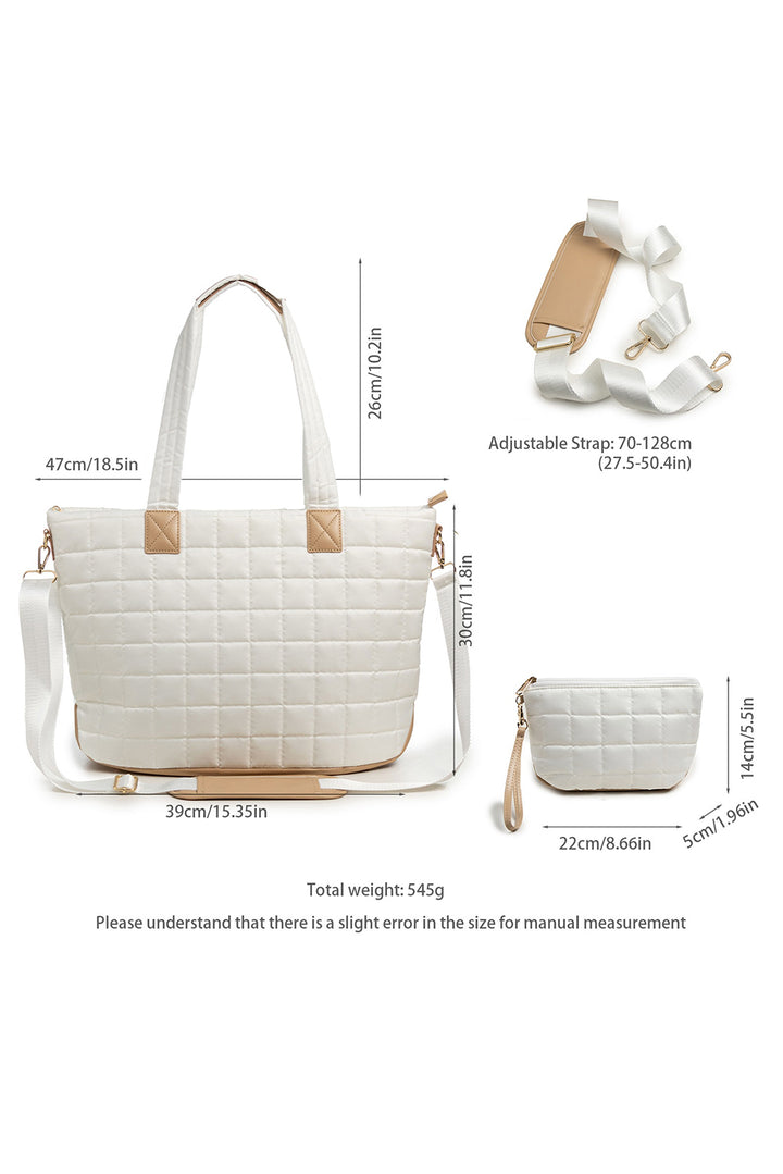Quilted Patchwork Large Tote Bag and Clutch 2pcs Set