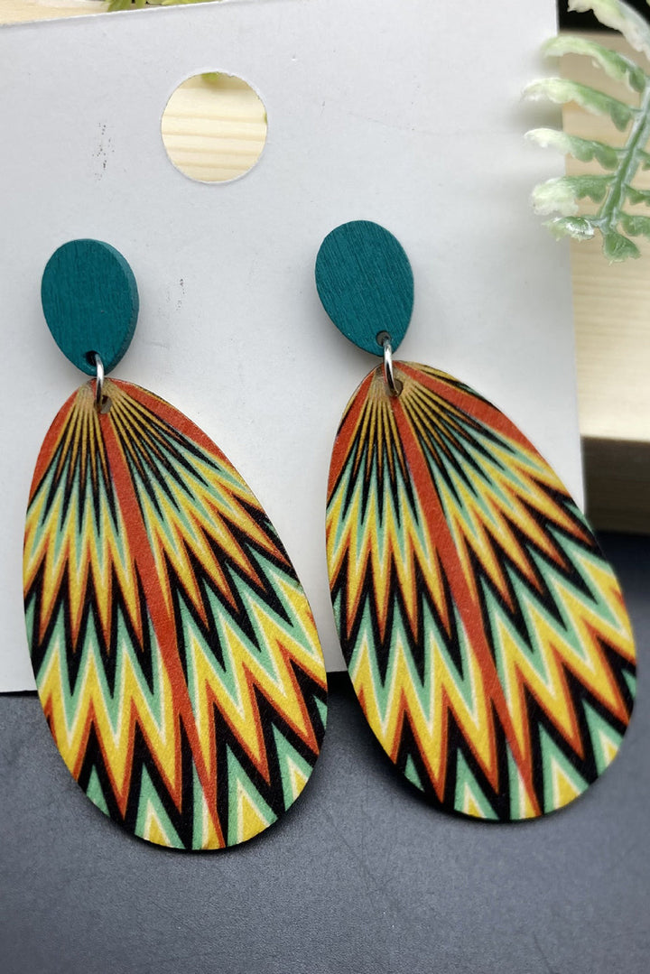 Boucles d'oreilles pendantes à imprimé abstrait bohème