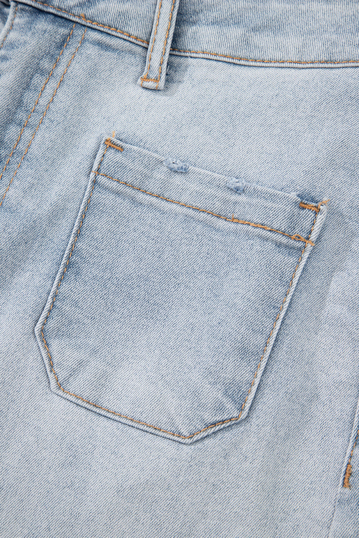 Beau Blue Light Wash High Rise Denim Shorts