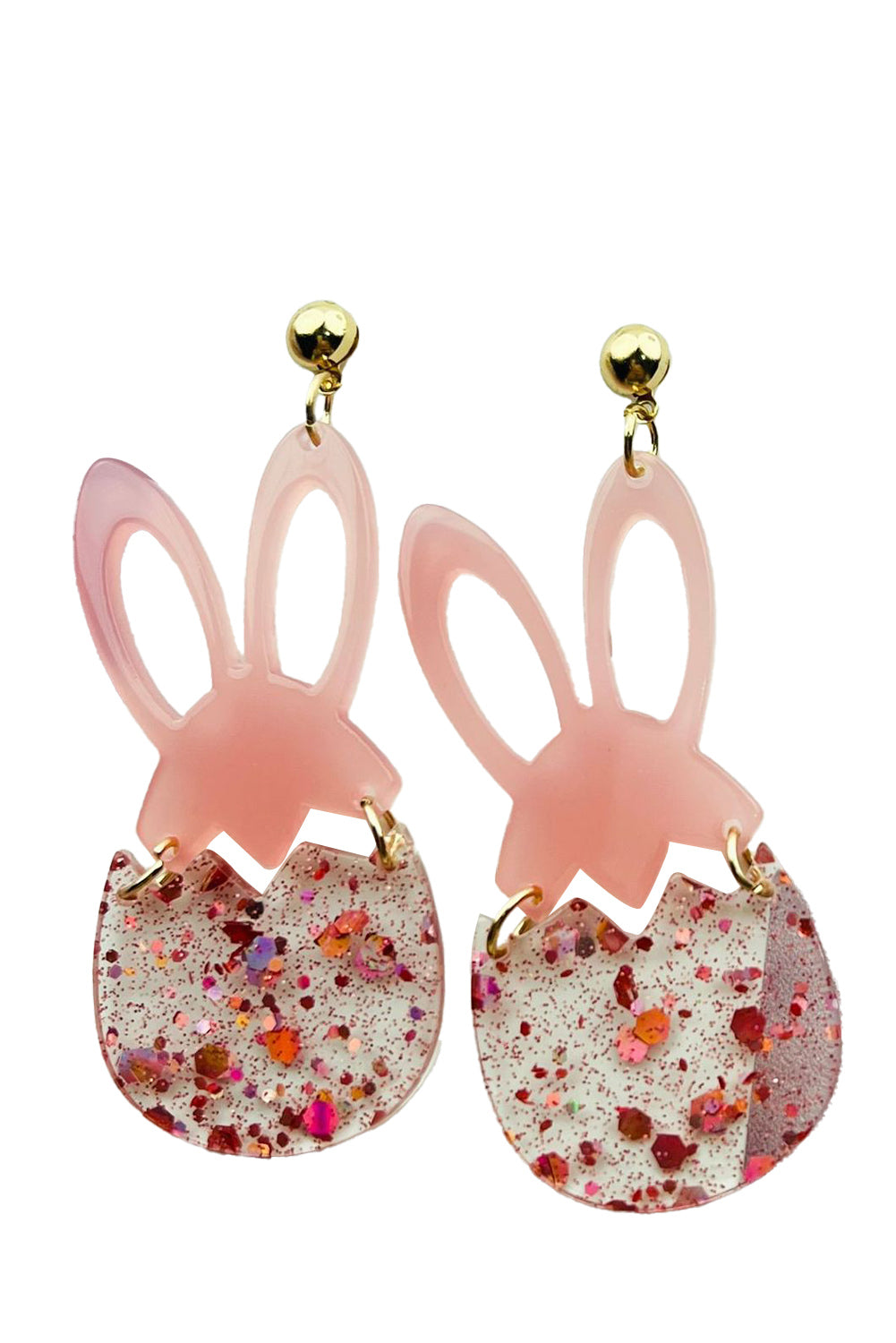 Boucles d'oreilles à tige en acrylique pailleté lapin de Pâques