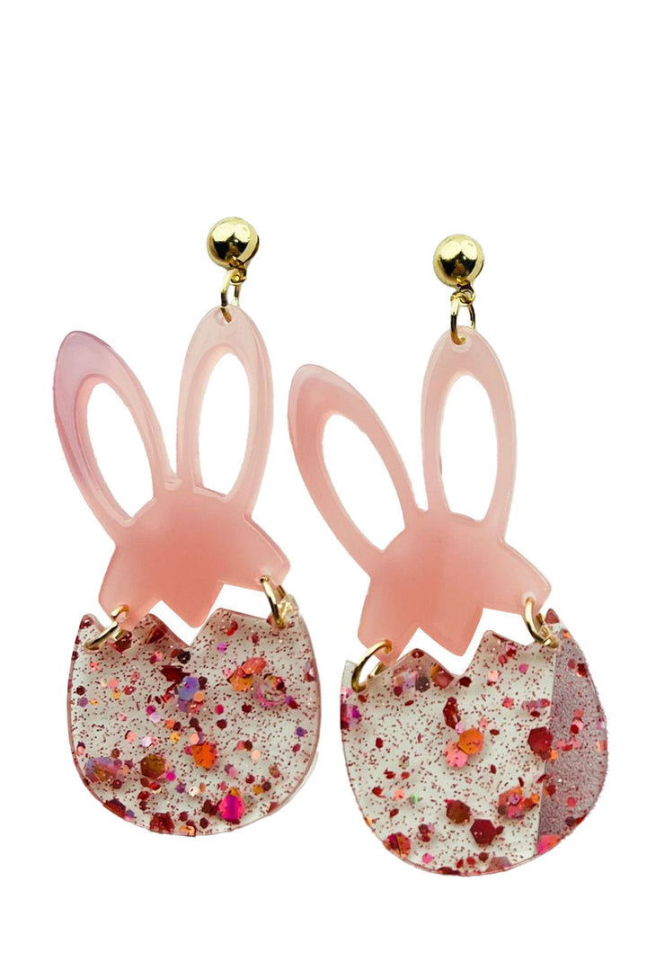 Boucles d'oreilles à tige en acrylique pailleté lapin de Pâques