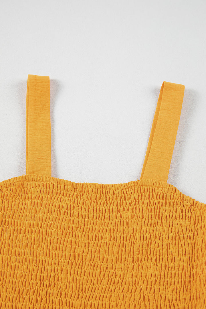 Ginger Casual Pocketed Smocked Sleeveless Romper
