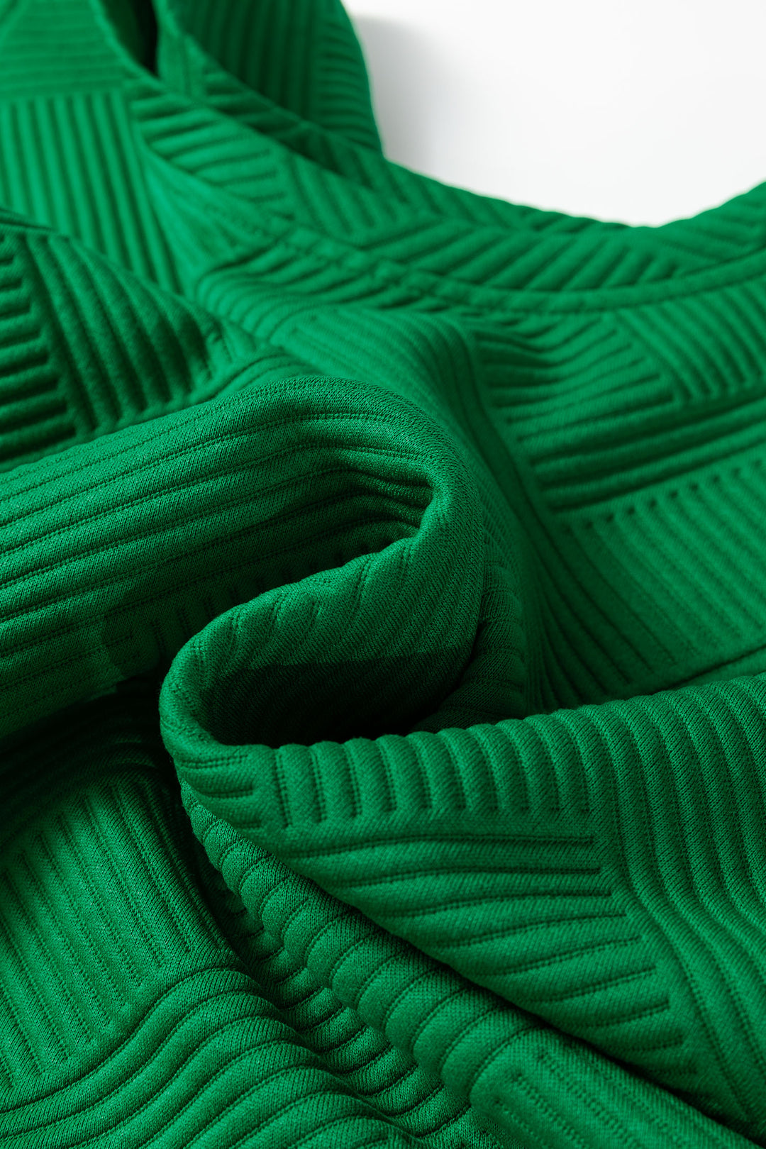 Dark Green Textured Short Sleeve Top and Shorts Set