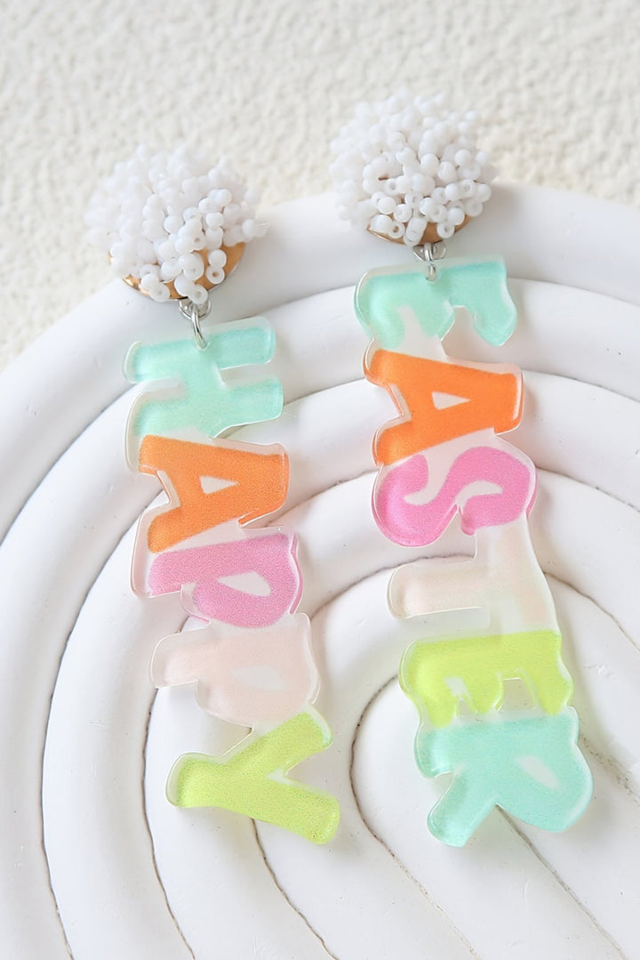 Colorful HAPPY EASTER Drop Earrings