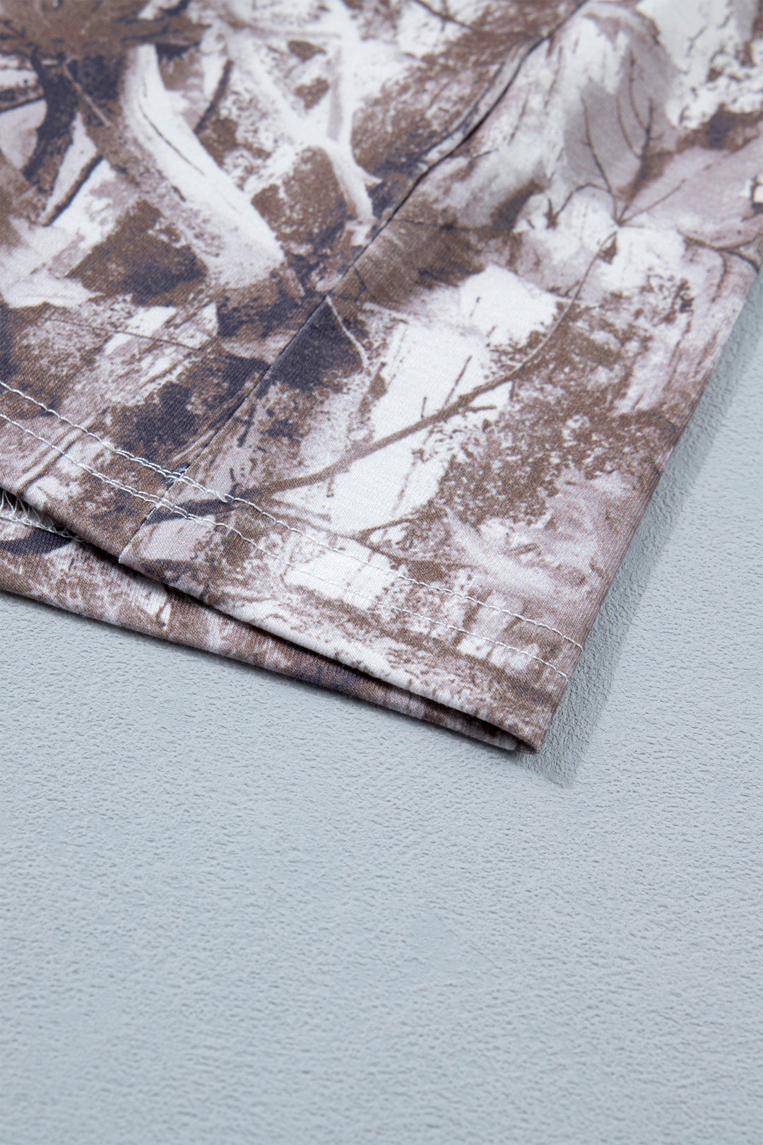 Casual Khaki Camouflage Woodland Print Drop Shoulder Tunic Tee