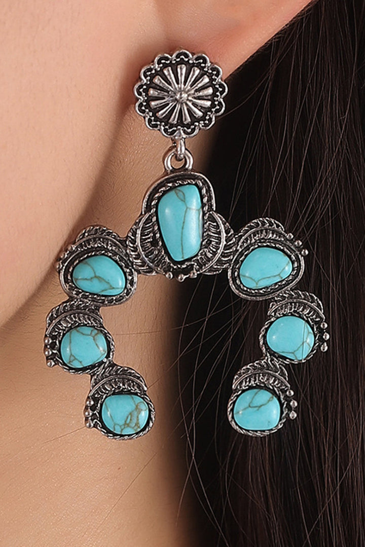 Boucles d'oreilles pendantes à décor turquoise rétro occidental