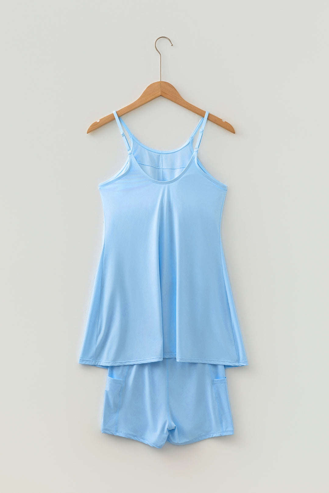 Beau Blue Tunic Tank Dress Athletic Shorts Two Piece Set