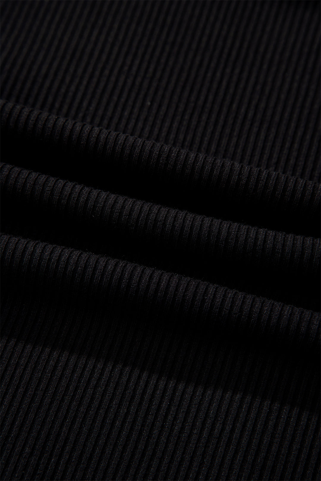 Dearlovers Black Ribbed Long Sleeve Crew Neck Solid Color Bodysuit