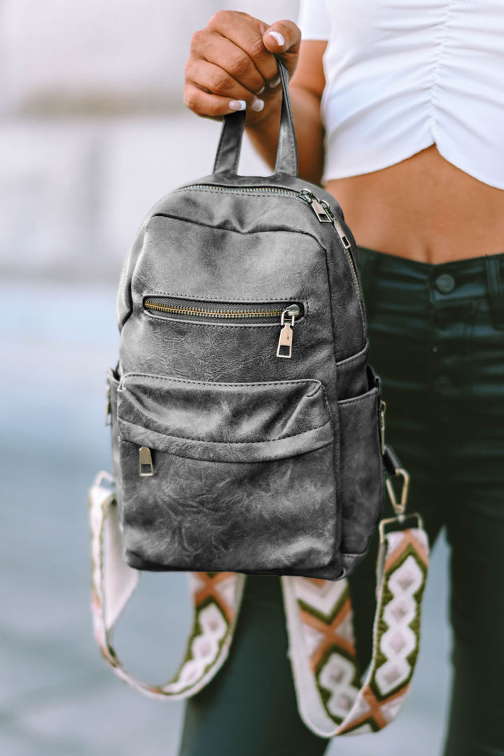 Rucksack aus Kunstleder mit Doppelreißverschluss