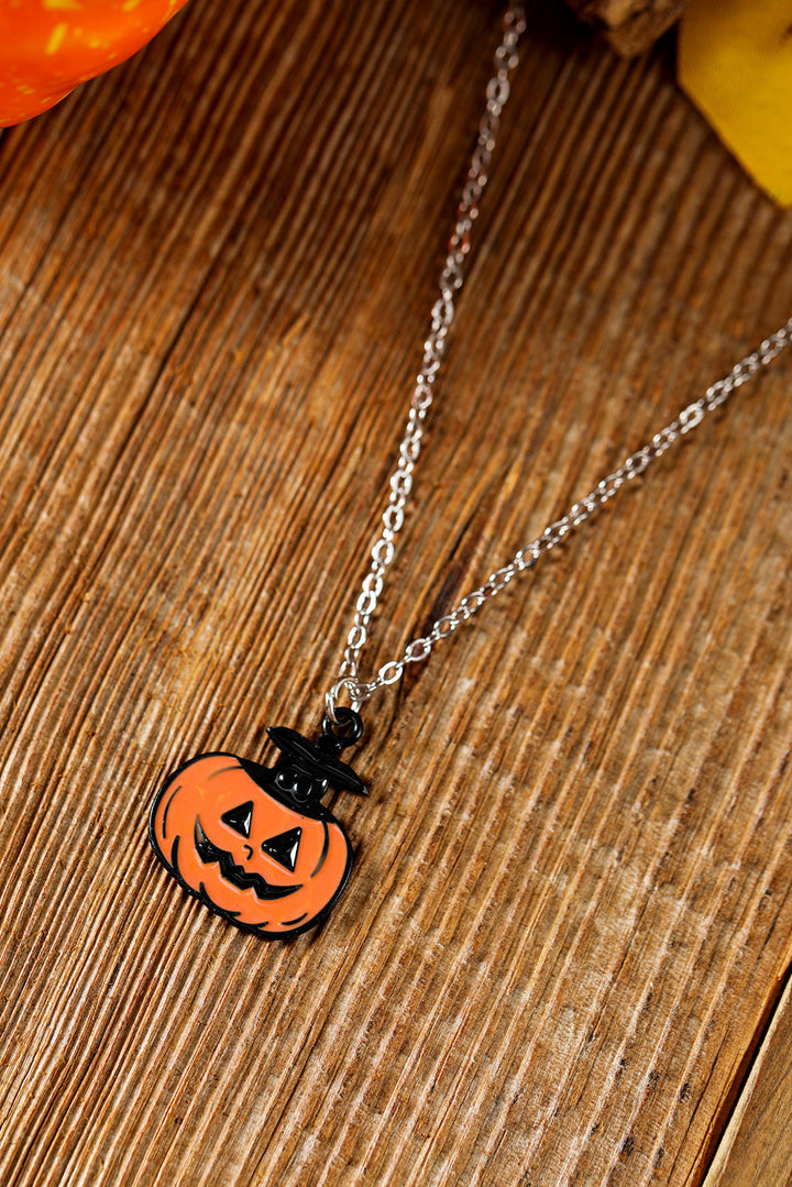 Ensemble de bijoux avec collier et boucles d'oreilles en forme de visage de citrouille pour Halloween