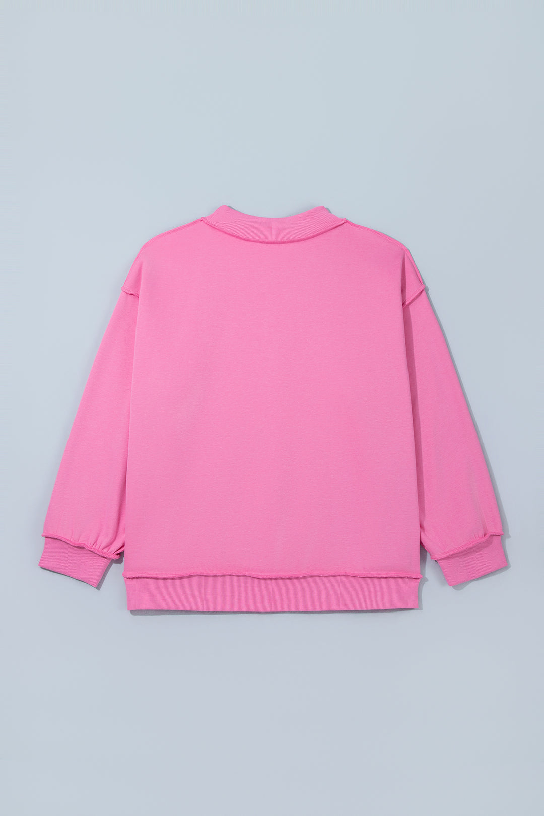 Bright Pink Exposed Seam Detail Reversible Double Wear Plus Size Sweatshirt