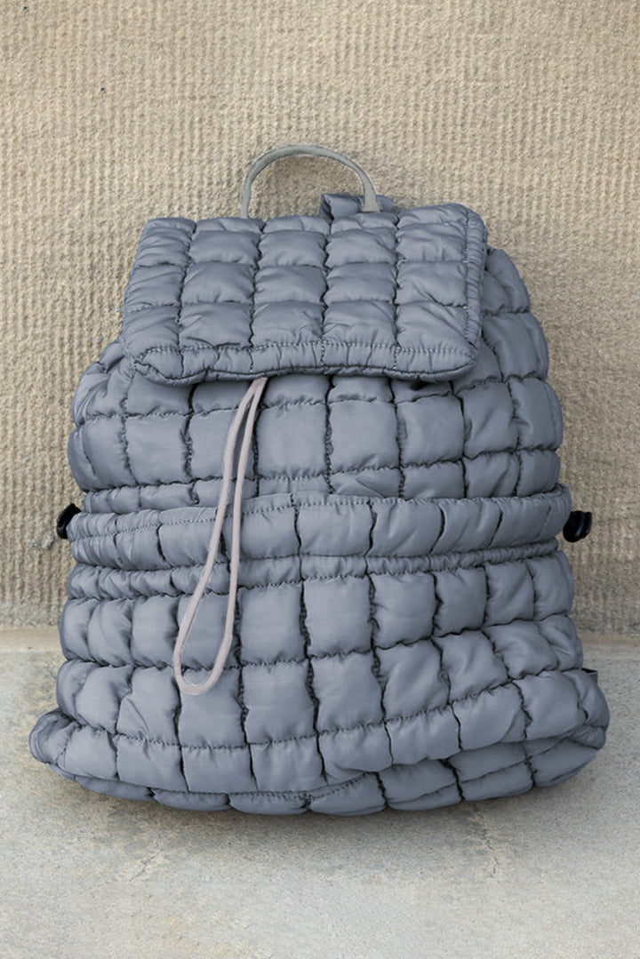 Einfarbiger, gesteppter Puffer-Rucksack mit Klappe
