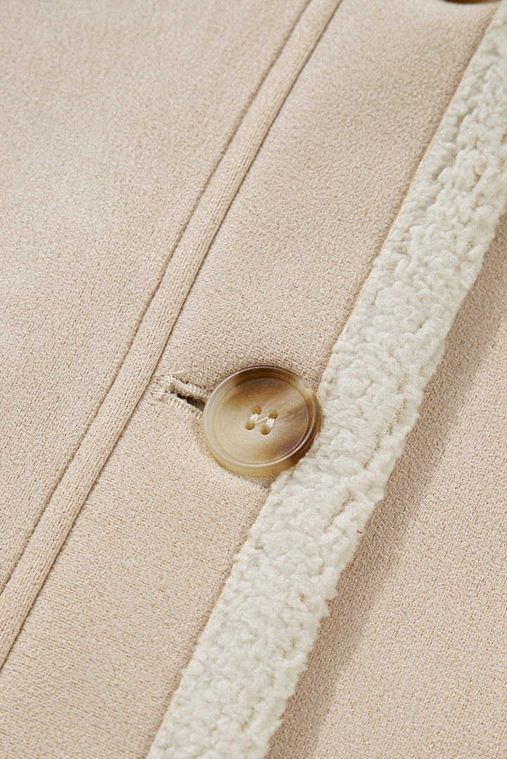 Parchment Suede Sherpa Lined Western Loose Jacket