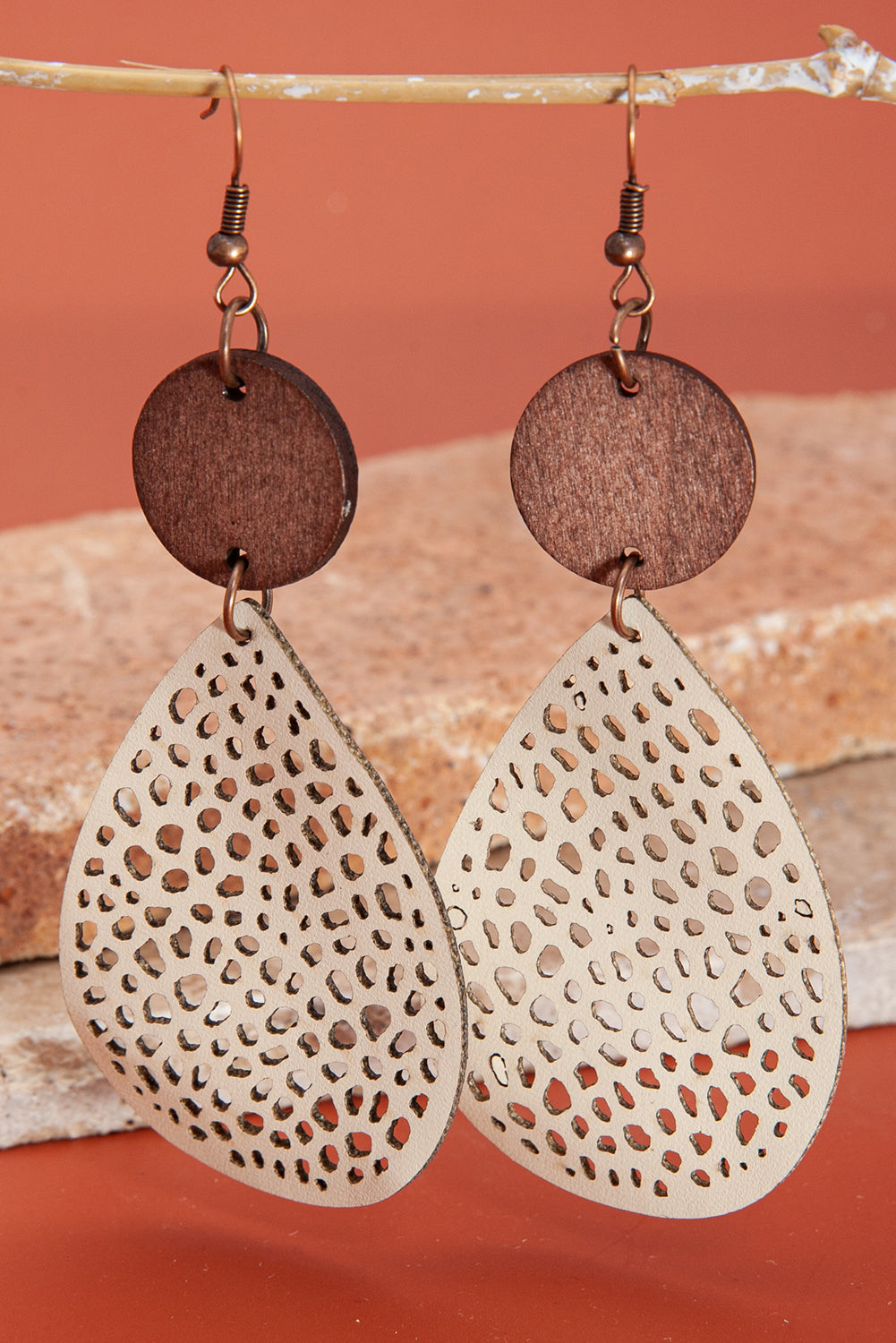 Colorblock Cut-Out Water Drop Hook Earrings