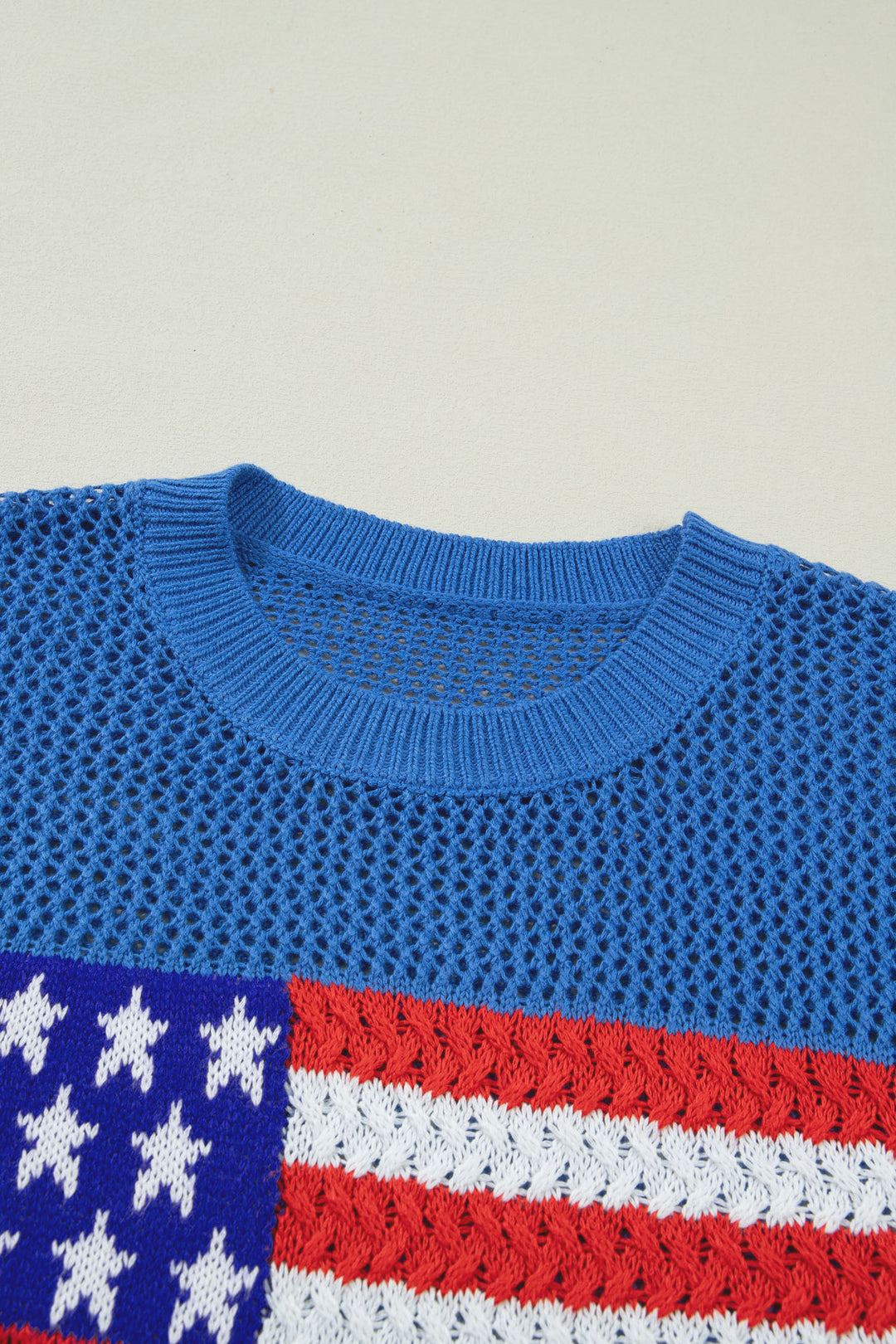 Sky Blue Flag Graphic Short Sleeve Sweater Top
