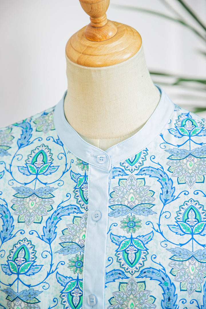 Paisley Print Puff Sleeve Loose Shirt