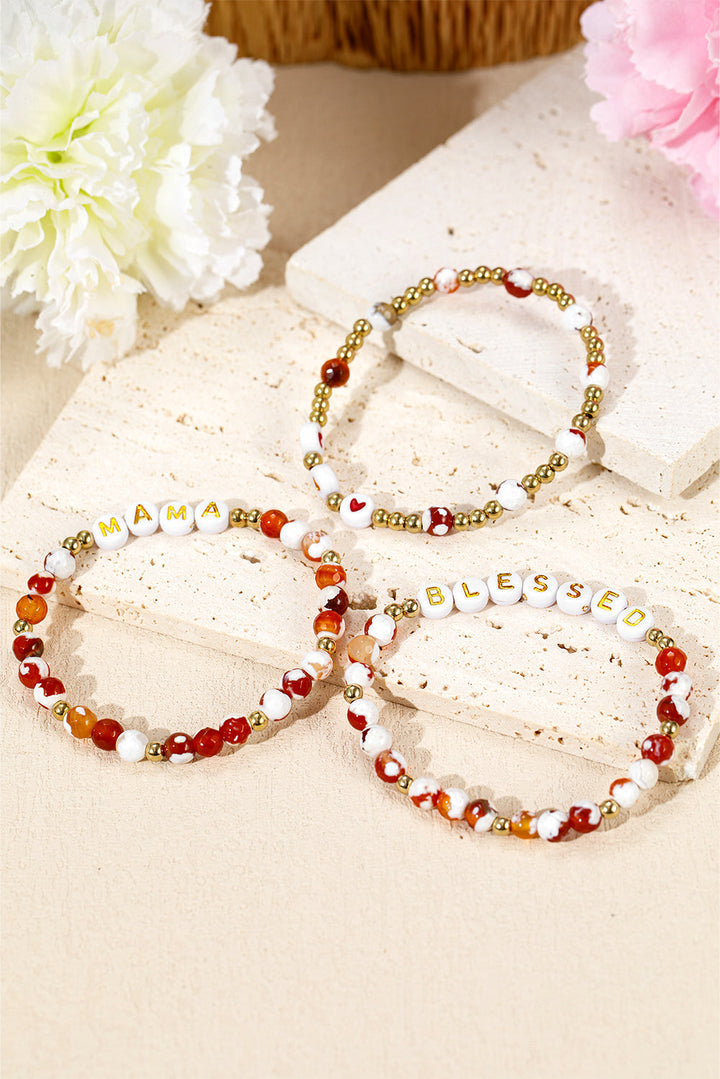 MAMA Beaded Triple Layer Bracelet Set