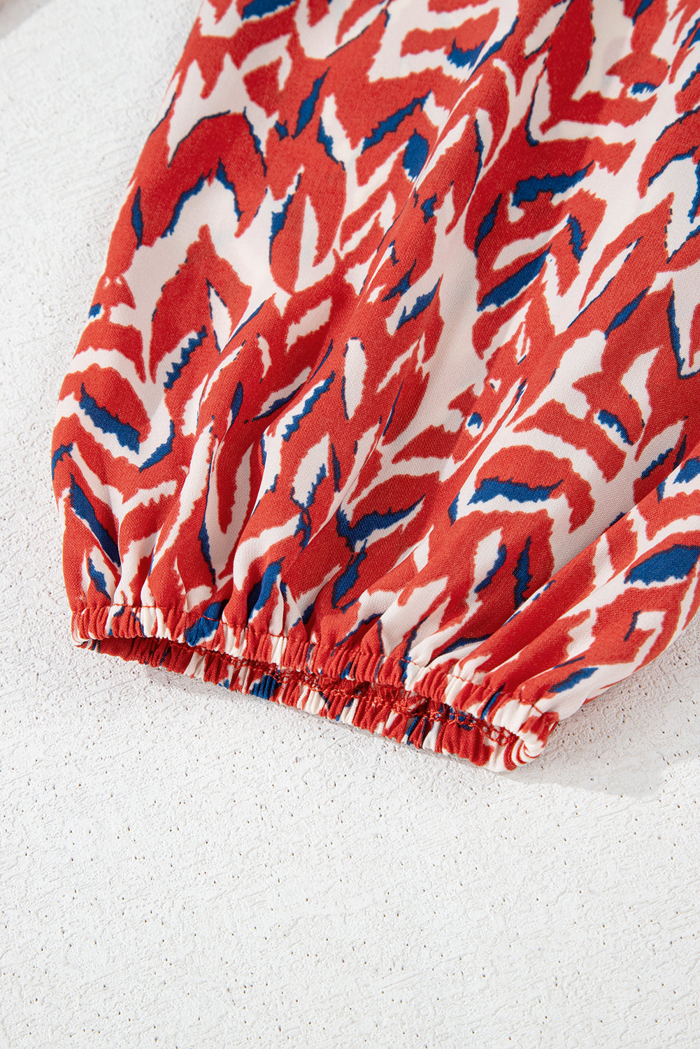 Red Abstract Print Notch V Neck High Waist Plus Size Maxi Dress