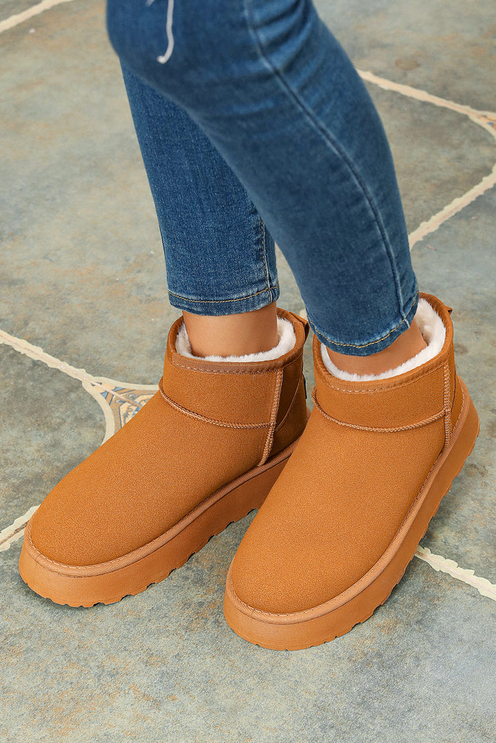 Faux Fur Lined Suede Ankle Snow Boots