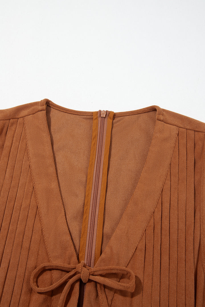 Cinnamon Tie V Neck Sleeveless Corduroy Romper