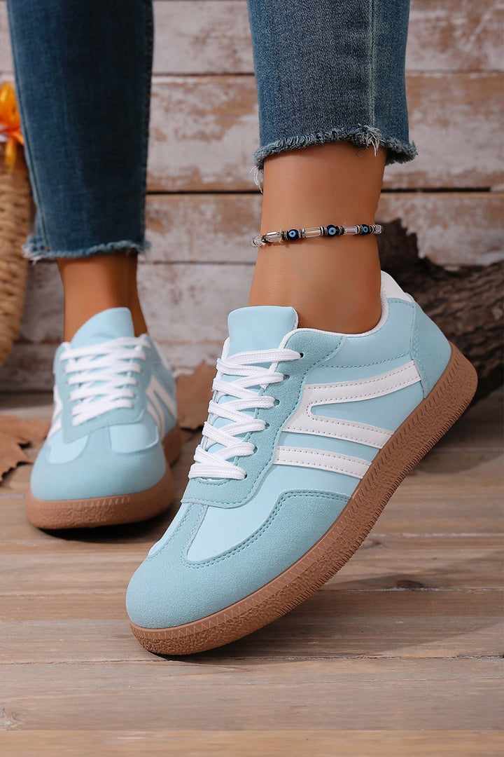 Faux Suede PU Leather Color Block Patchwork Lace-up Shoes