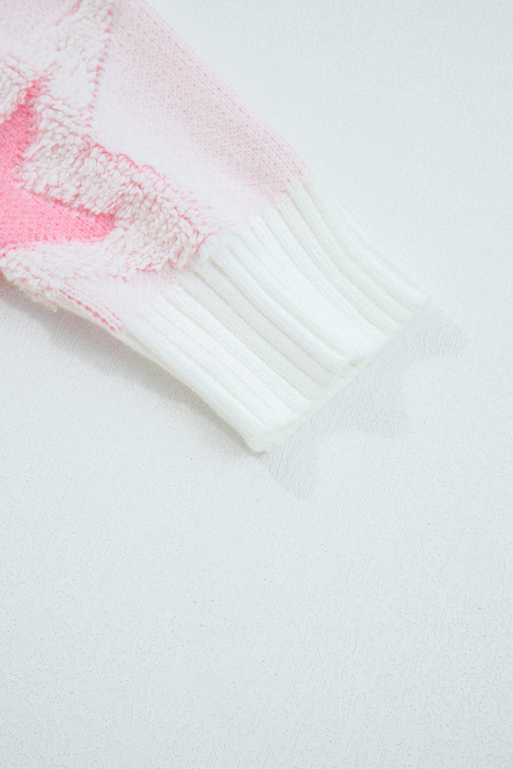 Oversized Cute Star Pattern Ribbed Edge Drop Shoulder Sweater