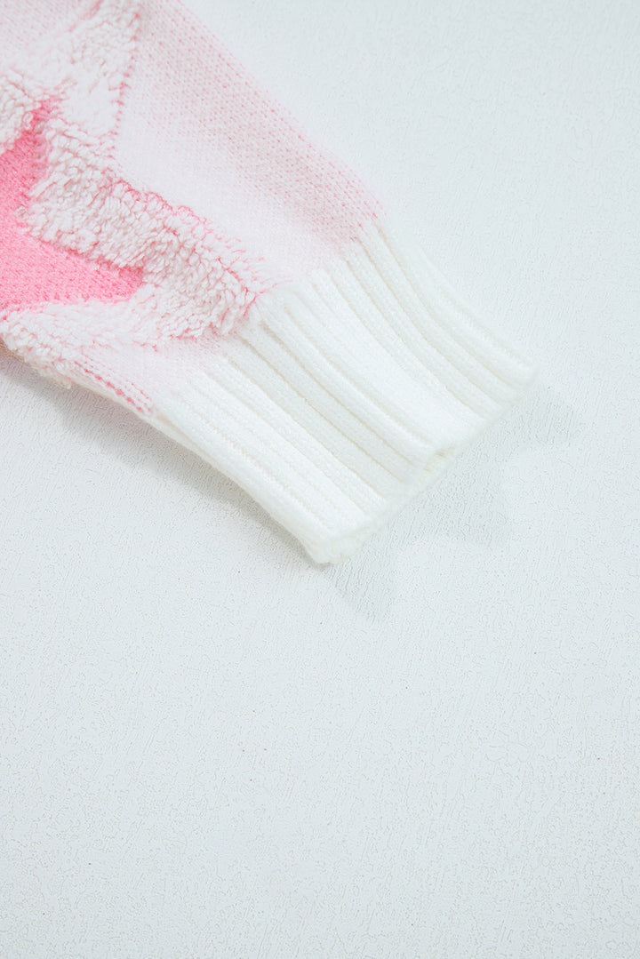 Oversized Cute Star Pattern Ribbed Edge Drop Shoulder Sweater