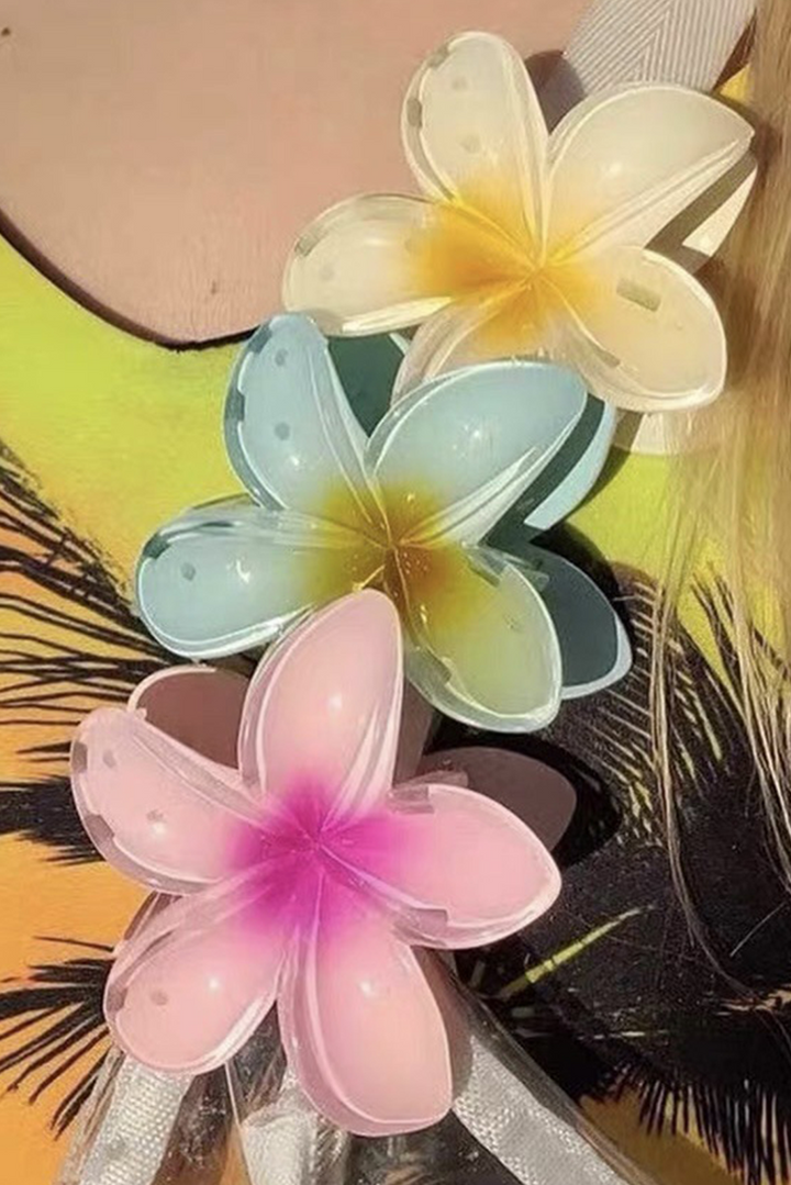 Pince à cheveux en acrylique en forme de frangipanier