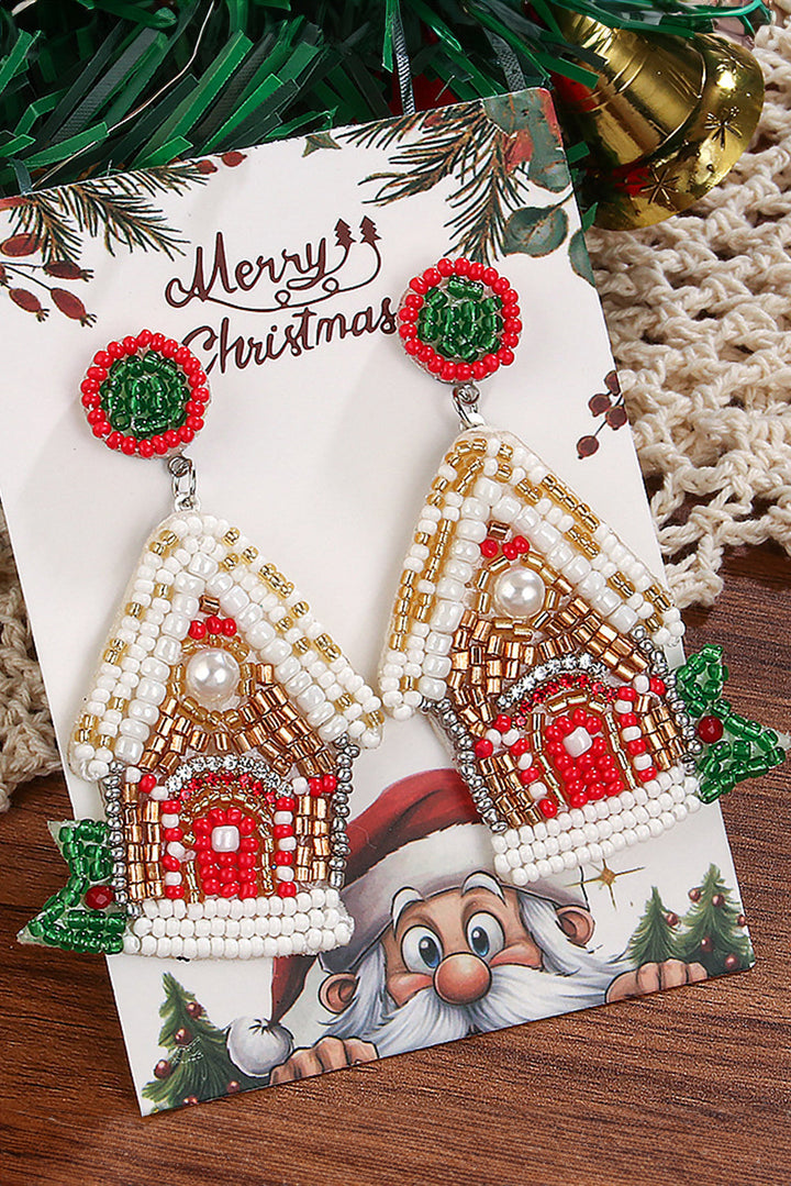 Weihnachtsstil Haus Perlen Ohrstecker Baumeln