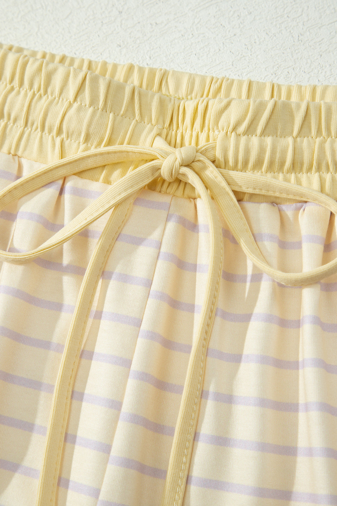 Yellow Stripe Relaxed Tee Drawstring Shorts 2pcs Outfit