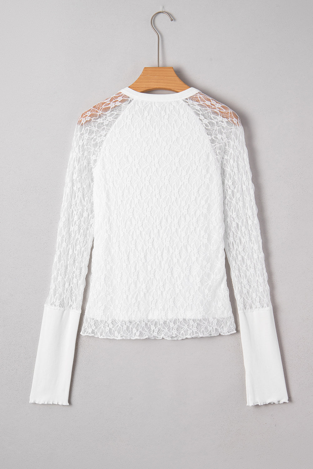 Sheer Lace Long Sleeve Slim Henley Top