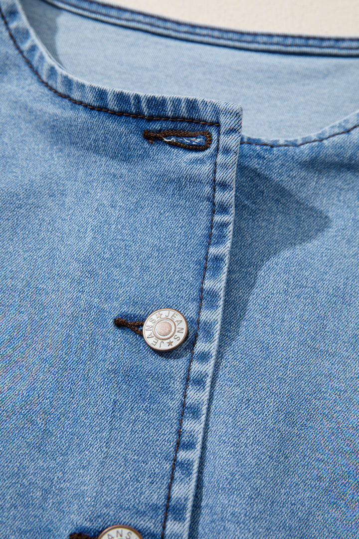 Myosotis Buttoned Front Slit Denim Vest